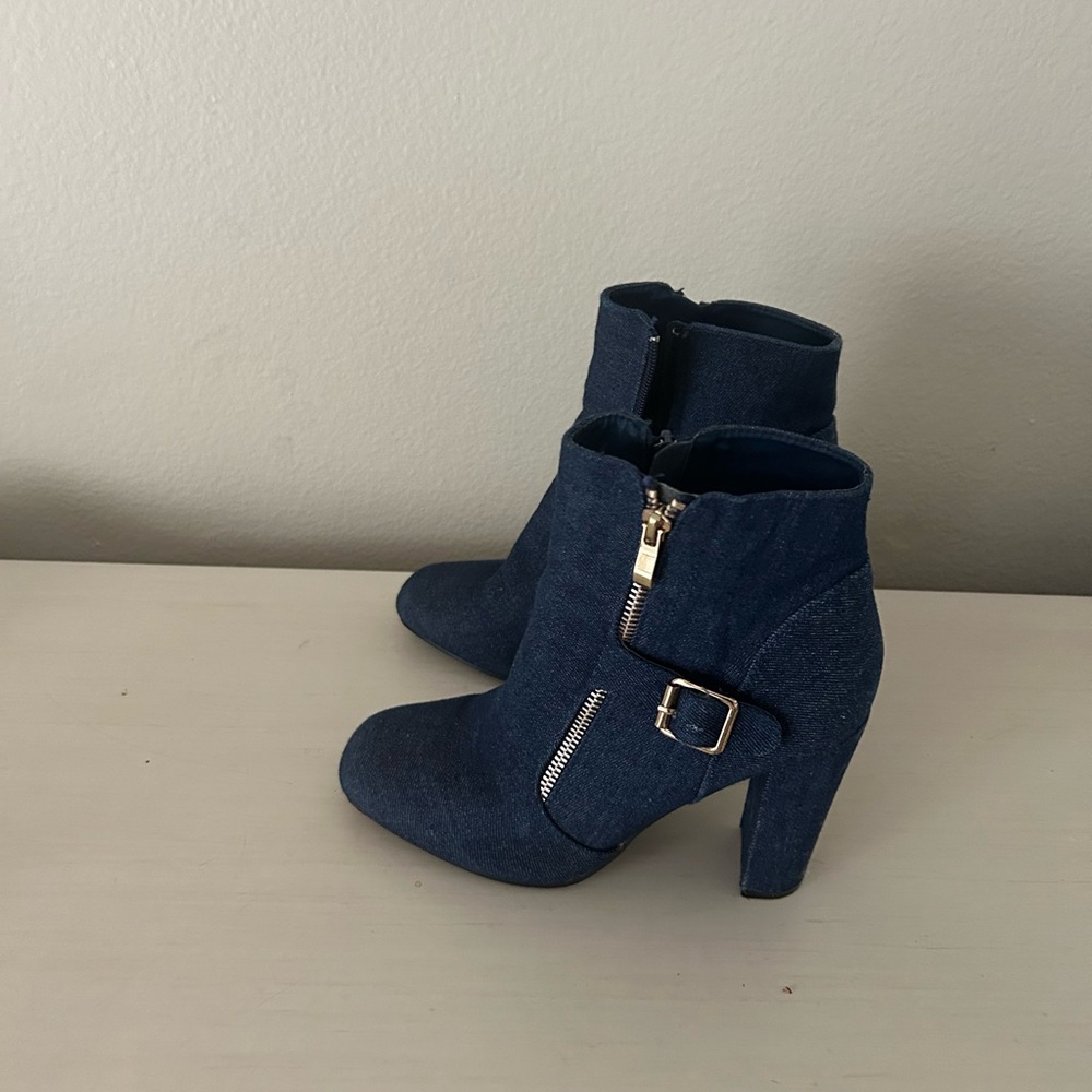 Blue denim above ankle boots